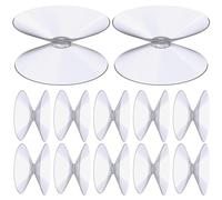 flintronic 12 PCS Double Sided Suction Cups, 20mm PVC Plastic Suckers Without Hooks, Slip-proof Clear Suction for Home Decoration, Outdoor, Kitchen, Window, Glass, Mirror, Pads, Table Top
