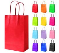 Flintronic 12 Pcs Paper Party Bags,Gift and Sweet with Handles,Colourful Paper Gift for Kids Party, Celebrations, Baby Shower, Birthday, Halloween, Christma(13 * 8 * 21cm)