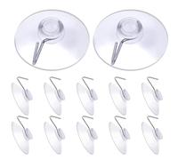 flintronic 12 PCS Suction Cups, 20mm Round Button Suction Cups, PVC Plastic Suckers with Hooks, Clear Mushroom Head Suction for Home Decoration, Outdoor, Kitchen, Window, Glass, Mirror, Pads