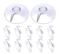 flintronic 12 PCS Suction Cups, 40mm Round Button Suction Cups, PVC Plastic Suckers With Hooks, Clear Mushroom Head Suction for Home Decoration, Outdoor, Kitchen, Window, Glass, Mirror, Pads
