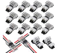 Flintronic 12 PCS Wire Connectors, Low Voltage T Tap Connectors, 2 Pin 3 Way Quick Splice Wire Connectors, Wiring Branch Connector, Without Stripping, for 18-22 AWG, LED Strip, Audio, Vehicles