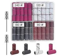 Flintronic 120 PCS 80#120#180#240# Sanding Bands for Nail Drill Mandrel Bits, Coarse Medium Fine Grit, for 3/32 Shank Inch Nail Drill Bits, for Polish Acrylic Gel Nails, Manicures & Pedicure