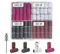 Flintronic 120 PCS 80#120#180#240# Sanding Bands for Nail Drill Mandrel Bits, Coarse Medium Fine Grit, for 3/32 Shank Inch Nail Drill Bits, for Polish Acrylic Gel Nails, Manicures & Pedicure