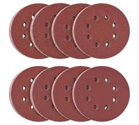 Flintronic 120PCS 125mm Sanding Discs, 8 Hole Hook and Loop Sanding Pads for Random Orbital Sander, 40/60/80/100/150/240/320/600 Mixed Grits Orbital Sander Discs (Red)