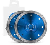 Flintronic 125mm Diamond Cutting Discs for Angle Grinder, 2PCS Super Thin Diamond Saw Blade, Clean Cut on Porcelain, Tiles, Granite, Marble, Stones, Bricks & Ceramics, Wet Cutting, 4.9" (Blue)