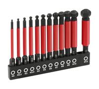 Flintronic 12Pcs Ball End Hex Screwdriver Bits Set, Magnetic S2 Steel Impact Allen Key Set, 1/4" Hex Shank Allen Wrench Drill Bits, 65mm Impact Drill Bit for Furniture Assembly - Metric H2-H12