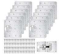 Flintronic 12PCS Hinge Repair Plate, Stainless Steel Hinges Repair Brackets, Cabinet Hinge Repair Plate with 80pcs Customized Screws, Flat Fixing Joining Mending Plates Brackets for Wood Furniture