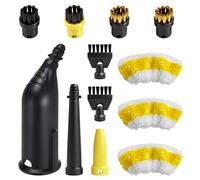 flintronic 12PCS Steam Cleaner Accessories Kit, Set with Round Brushes, Flat Brushes, Microfiber Pads & Nozzles - Compatible with Kärcher SC1/SC2/SC3/SC4/SC5, Efficient Steam Cleaning Set