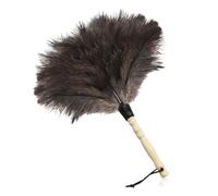 Flintronic 13.8 Inch Ostrich Feather Duster, Anti-Static Artificial Ostrich Feather Duster with Wooden Handle, Brown Fluffy Feather Duster, Household Dust Cleaning Tool For Keyboard Home Car Office