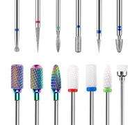 Flintronic 13pcs Nail Drill Bit Set, Professional Efile Nail Bits, 3/32 inch Professional Ceramic Diamond Safety Bits with Brush for Filing Acrylic Nails Gel Nails Down Removing Cuticle Tools