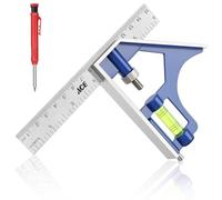 flintronic 150mm Combination Square, Stainless Steel Angle Ruler, with Built in Spirit Level & Marker Pins, Metric & Imperial Scales, Measuring Tool for Carpenter/Engineer/Woodworking