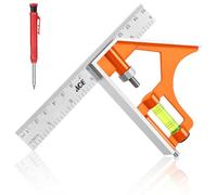 flintronic 150mm Combination Square, Stainless Steel Angle Ruler, with Built in Spirit Level & Marker Pins, Metric & Imperial Scales, Measuring Tool for Carpenter/Engineer/Woodworking