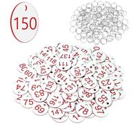 Flintronic 150PCS Plastic Number with Key Rings, Engraved Numbered Tags, Plastic ID Tag Table Numbers, Discs Number Tags for Office, Hotel, Mailbox, Dormitory (1-150 White)