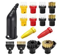 flintronic 15PCS Steam Cleaner Accessories Kit, with Round Brushes, Flat Brushes, Cleaning brush with scraper & Nozzles - Compatible with Kärcher SC1/SC2/SC3/SC4/SC5, Efficient Steam Cleaning Set