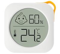 Flintronic 1PC Room Thermometer Hygrometer Indoor, Mini Digital Temperature Humidity Meter Gauge, Accurate Hygrometer with Hanging Hole and Face Icons for Home Baby, Office, Garden (with Battery)