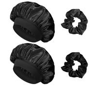 flintronic 2 Pack Satin Sleep Cap, Elastic Sleep Bonnet Bath Cap for Women, Night Sleep Hat for Long Curly Hair All Hair