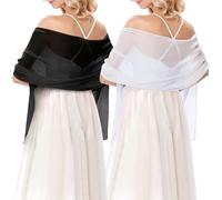 flintronic 2 Packs Ladies Chiffon Scarves, Women Head Scarves, Women Plain Neck Scarf Soft Headwrap, Girls Headscarf Sheer Wrap, Chiffon Scarf Sheer Soft 160 * 50cm, White+Black