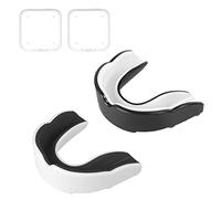 Flintronic 2 Pcs Adult Sports Mouthguard Gum Shield with Case, for Rugby Boxing Martial Arts Hockey MMA Karate Taekwondo and Other Contact Sports (White + Black)