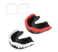 Flintronic 2 Pcs Adult Sports Mouthguard Gum Shield with Case, for Rugby Boxing Martial Arts Hockey MMA Karate Taekwondo and Other Contact Sports (Black White + Black Red)