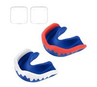 Flintronic 2 Pcs Adult Sports Mouthguard Gum Shield with Case, for Rugby Boxing Martial Arts Hockey MMA Karate Taekwondo and Other Contact Sports (Red Blue + Blue White)