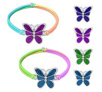 flintronic 2 PCS Kids Bracelet Girls Rainbow Rope Butterfly Bracelet Set, Girls Jewelry Dress Up Bracelet, Perfect for Princess Birthday Gifts, and Children's Day