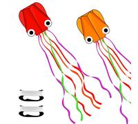 Flintronic 2 PCS Kites for Children and Adult, Mollusc Octopus Kite, Easy to Fly Kites with Long Tail & 100 Meters Flying String, Kids Kite for Beach Camp Trip Outdoor Games