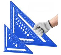 Flintronic 2 Pcs Speed Square Set, 18+30cm/ 7+12inch Aluminum Alloy Triangle Ruler, Metric Woodwork Square with Carpenter Pencil* 2, Carpenters Squares for Angle Measuring Marking Drilled Hole