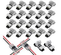 Flintronic 20 PCS Wire Connectors, Low Voltage T Tap Connectors, 2 Pin 3 Way Quick Splice Wire Connectors, Wiring Branch Connector, Without Stripping, for 18-22 AWG, LED Strip, Audio, Vehicles