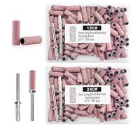 Flintronic 200 PCS 180#240# Sanding Bands for Nail Drill Mandrel Bits, Fine Grit Nail Sanding Bands for 3/32 Shank Inch Nail Drill Bits, Professional for Polish Acrylic Gel Nails, Manicures & Pedicure