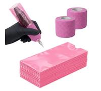 Flintronic 200PCS Disposable Tattoo Pen Bags, 18 x 6.5 cm Tattoo Machine Covers, Large Tattoo Pen Sleeves with 2 Tapes for Most Tattoo Pens, Pink