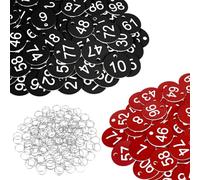 Flintronic 200Pcs Plastic Number with Key Rings, Engraved Numbered Tags, Plastic ID Tag Table Numbers, Discs Number-Tags for Office, Hotel, Mailbox, Dormitory (1-100 Black and 1-100 Red)