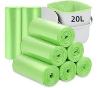Flintronic 20L Bin Liners, 160 Counts Compostable Bags, 2.6 Gallon Thicken Food Waste Bag, Leakproof, Unscented, Heavy Duty Garbage Liner for Bedroom, Bathroom, Office, Kitchen, Green, 60 × 50 cm