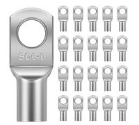 Flintronic 20Pcs Tinned Copper Terminals Connectors, 6mm² - 6.5mm Battery SC Ring Terminal Connectors Set, Battery Cable Ends Lugs, Bolt Hole Crimp Terminals Connector for Electric, Auto, Boat, Car