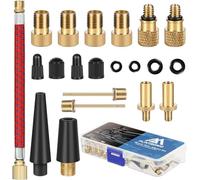 Flintronic 21 Piece Bicycle Valve Adapter, Bicycle Valve Set DV SV AV, Dunlop French Flash Valve with Cone Adapters and Ball Needles for Air Mattresses and Balls, for All Bicycle Valves