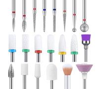 Flintronic 21pcs Nail Drill Bit Set, Professional Efile Nail Bits, 3/32 inch Professional Ceramic Diamond Safety Bits with Brush for Filing Acrylic Nails Gel Nails Down Removing Cuticle Tools