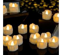 flintronic 24 Pack LED Tea Light Candles,Battery Operated Flameless Teas Lights,Realistic and Bright Electric Fake Candled for Birty Day, Valentine's Day,Christmas Halloween Festivals