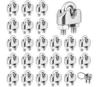 Flintronic 24PCS Wire Rope Clip, M3 Wire Rope Cable Clip Clamps, Stainless Steel rope Grips, U Bolt Saddle Fastener for Garden Tensioning wire Ropes and Fence Clips (Ø 3mm)