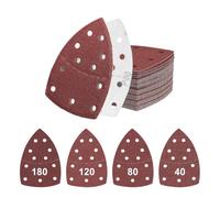 Flintronic 25 PCS Sanding Pads, Mouse Sander Pads, 11 Hole 152×105mm, Hook and Loop Sandpaper, 40/80/120/180 Grits, Multi Tool Sanding Pads for Electric Sander, Triangle & Palm Sander