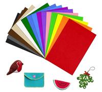 Flintronic 2mm Thick Felt Fabric Sheet, 15 Assorted Color A4 Size Textile Fabrics for DIY Sewing Crafts Handcraft Patchwork