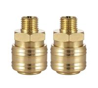 Flintronic 2pcs Air Line Connectors, 1/4" BSP Euro Airline Hose Compressor Fittings, Compressed Air Coupling, Plug Kit Couplings Connector Male, BSP Air Coupler