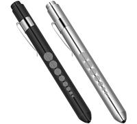 Flintronic 2PCS Diagnostic Medical Penlight, Mini Reusable LED Pen Torch with Pupil Gauge and Clip, First Aid Pupil Gauge Doctors Nurses Medical Pen Light Medical Equipment (Batteries not Included)