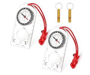 Flintronic 2PCS Navigation Compass, Hiking Compass with Luminous Function, Waterproof Pocket Compass for Expedition Map Reading, Navigation, Orienteering and Survival