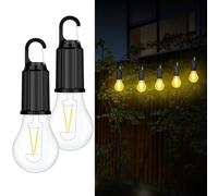 Flintronic 2PCS Rechargeable Camping Lights, Waterproof LED Tent Lights with USB Cable, 3 Modes Hanging Camping Lantern, Hanging Lamp for Hiking, Fishing, Emergency, Camping, Household, Car Repairing