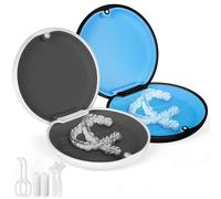 Flintronic 2pcs Retainer Case, Retainer Box for Invisalign, Slim Aligner Case with Magnetic Closure, with Removable Inner Tray Silicone, for Adhesive Braces, Dental Floss,Dental Mouthpiece