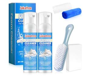 flintronic 2PCS Shoe Cleaner, 200ml No-Rinse White Trainer Cleaner Foam, Shoe Cleaning Kit with Brush Towel, Sneaker Cleaner for White Shoes, Leather, Knit, Boots, Canvas, Suede, PU