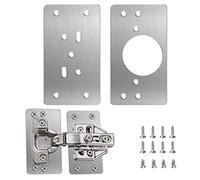 Flintronic 2PCS Stainless Steel Hinge Repair Brackets, Cabinet Hinge Repair with 12pcs Customized Screws, Flat Fixing Joining Mending Plates for Wood Furniture