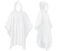 flintronic 2PCS Waterproof Poncho Adult, Reusable Rain Ponchos, EVA Rain Poncho, Lightweight Waterproof Raincoat with Hoods, Rain Cover Poncho for Camping, Hiking Travel Men Women (White)