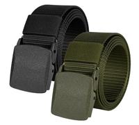 flintronic 2Pcs Work Belts for Men,Belts for Men, Plastic Nylon Canvas Belt for Man, Adjustable Nylon Fabric Belt, Metal Free Canvas Plastic Buckle Belt, Lightweight Breathable, 120cm