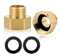 Flintronic 3/4" Female to 1/2" Male BSP Thread Brass Hex Bushing Reducing Connector, 1/2 Inch Male to 3/4 Inch Female Reducer Adapter for Gas, Water, Pipe Connecting Conversion (2PCS)