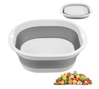 flintronic 3.5L Collapsible Washing Up Bowl, Folding Hand Wash Basin, Portable Silicone Laundry Tub, Space Saving Multipurpose Outdoor Travel Basin for Kitchen Travel Camping Hiking Motorhome,Grey